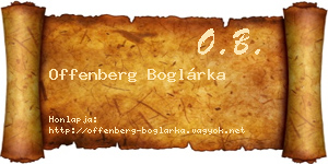 Offenberg Boglárka névjegykártya
